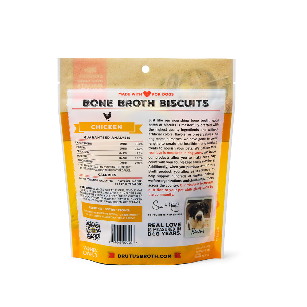 
                      
                        Chicken Brutus Bone Broth Biscuits back of bag. See product description for nutritional analysis and feeding instructions
                      
                    