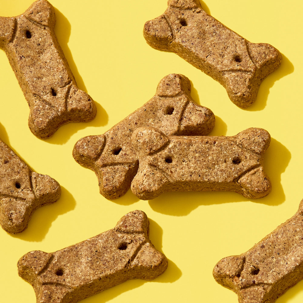 
                      
                        Chicken Brutus Bone Broth Biscuits laying on a blue background
                      
                    