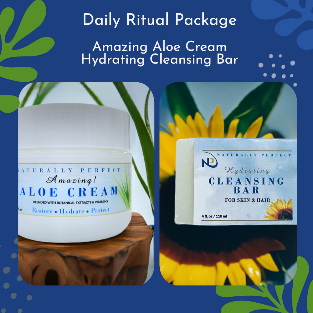 Naturally Perfect Daily Ritual: Amazing Aloe Cream 8oz & Cleaning Bar pk of 2