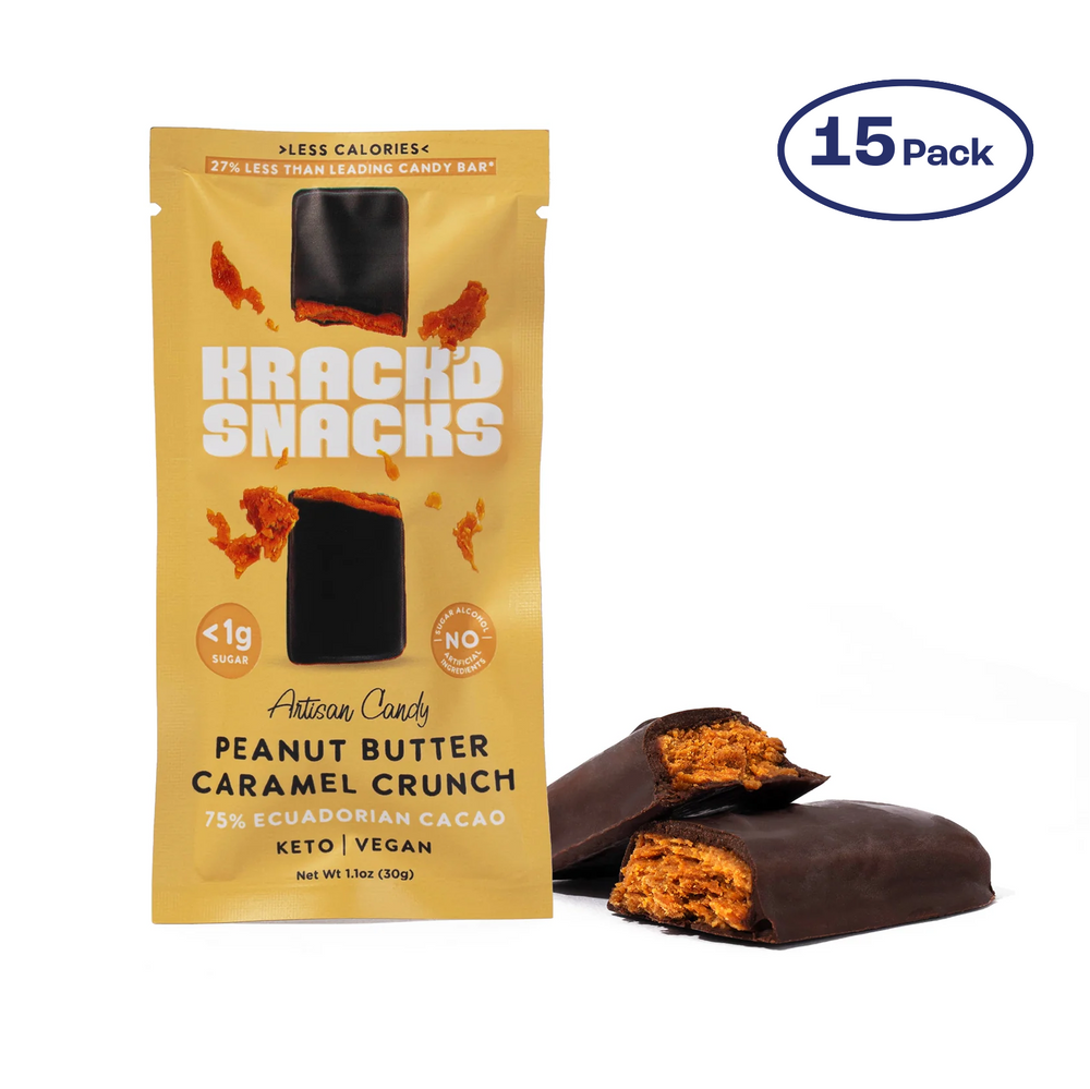 Krack'd Snacks Dark Chocolate PB Caramel Crunch - 15 Bars