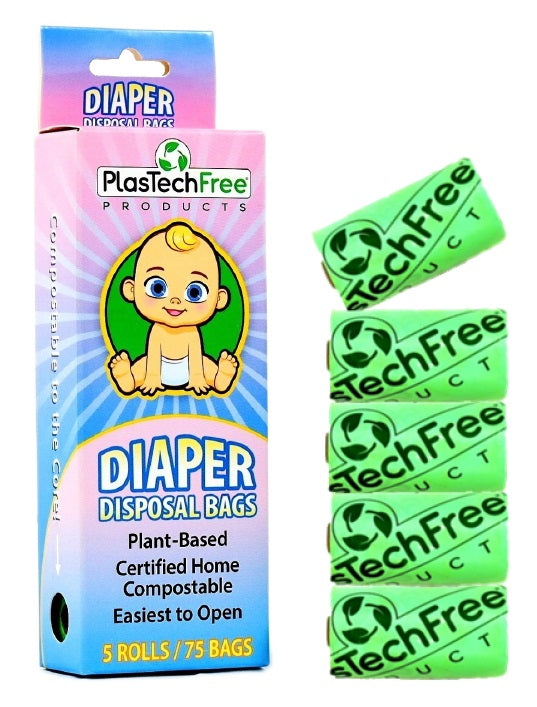 Plastech Baby Diaper Disposal Bags 100% NO Plastic 8 Retail Boxes for a total 600 bags