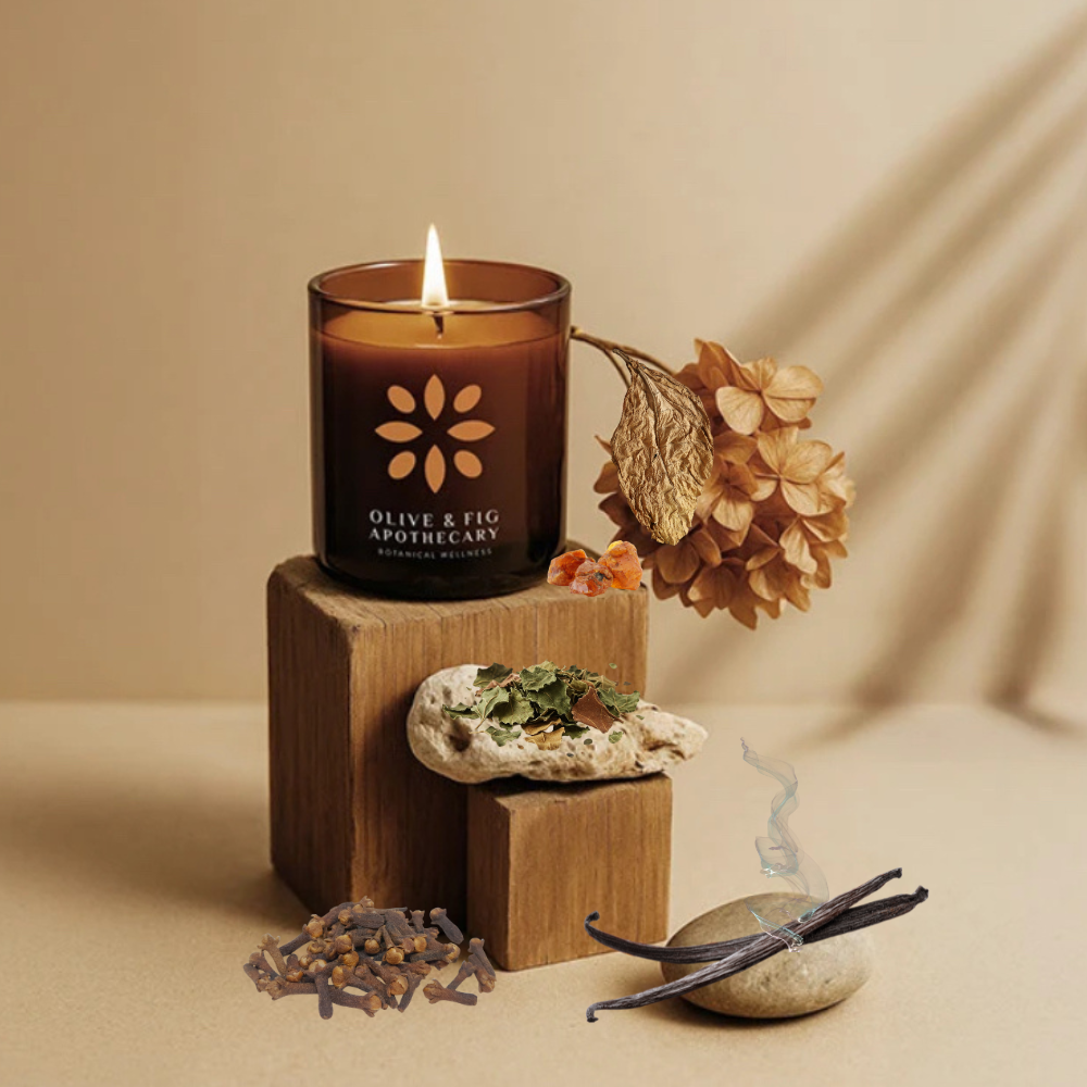 Olive & Fig Apothecary Ember Bean scented 2-wick 11 oz candle