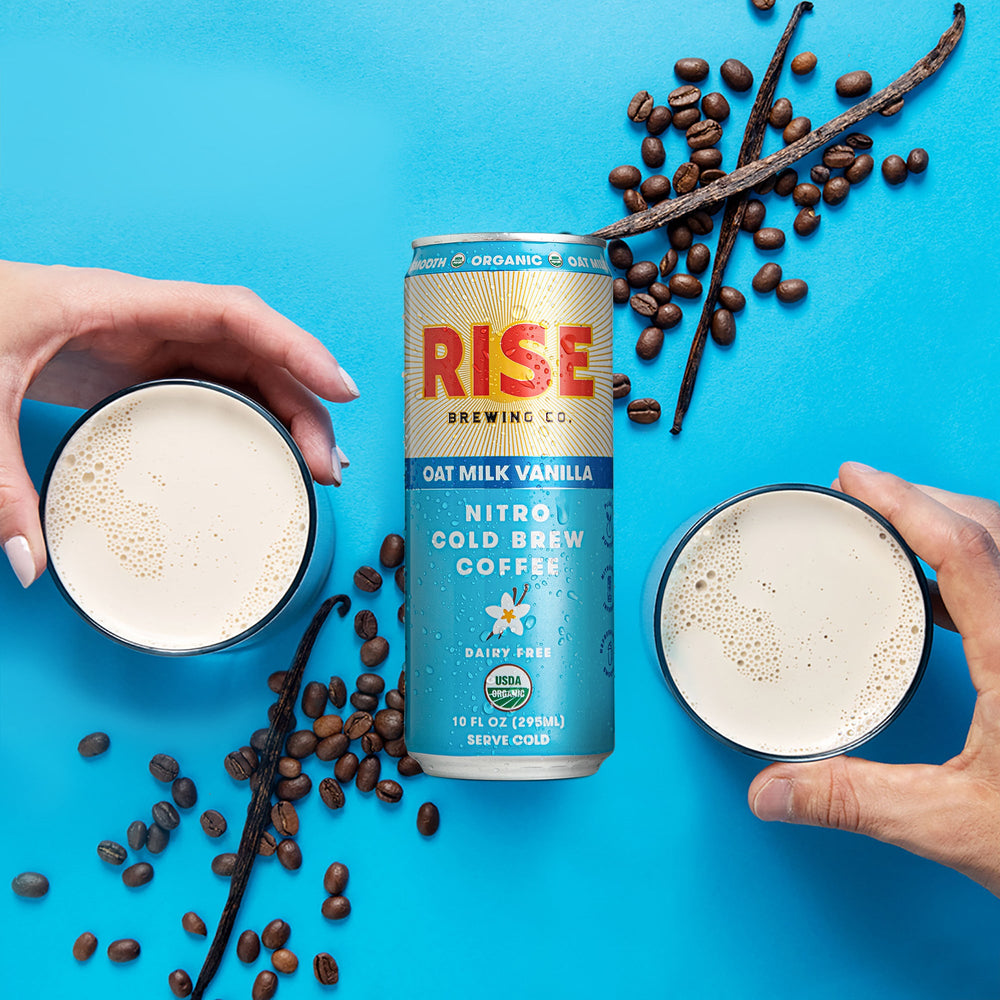 RISE Brewing Co. 10oz Oat Milk Vanilla Latte Nitro Cold Brew 12 Count - 2 Pack