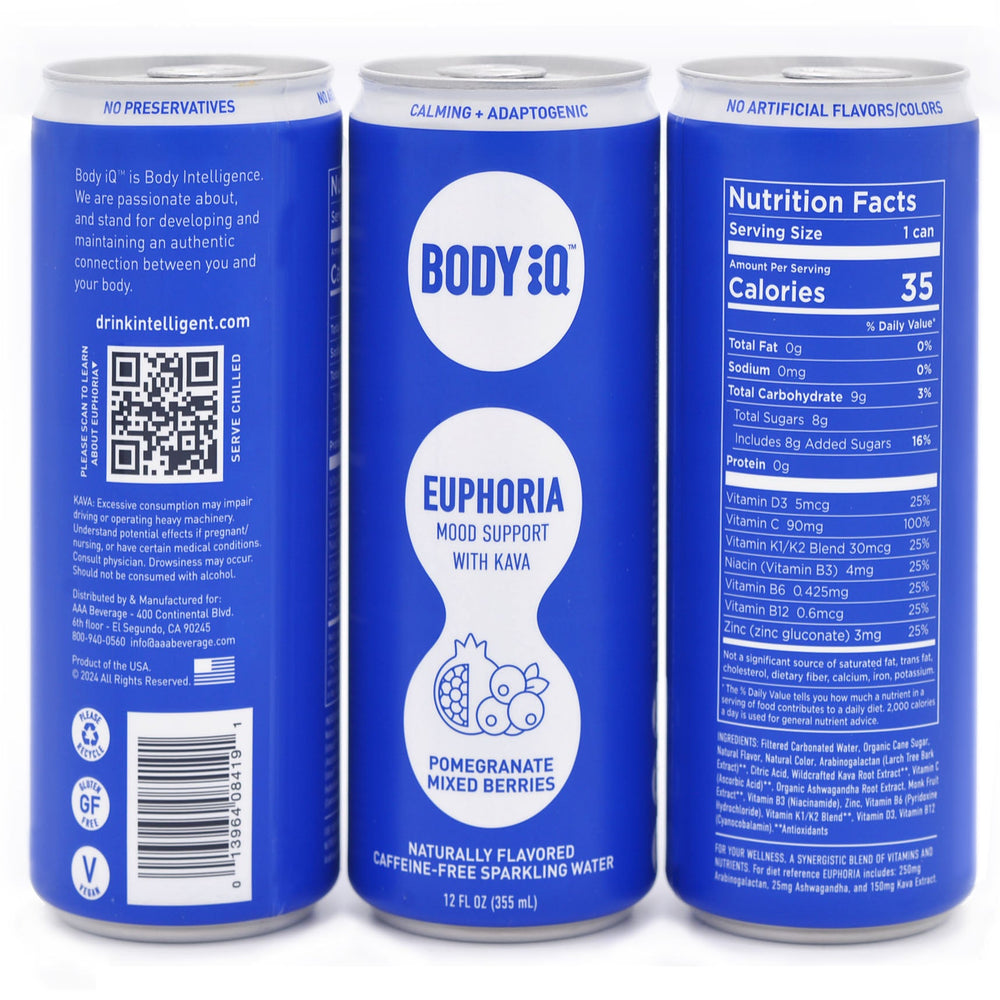 
                      
                        Body iQ – Euphoria Intelligent Sparkling Water, Vitamin Drink for Immune Support, Great Tasting Flavored Water for Relaxation, Grapefruit Mint Basil, 12-Pack
                      
                    