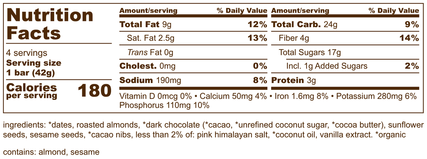 Carly's SEEDBAR Energy Bars 12 count 3-Pack Salted Dark Chocolate Bundle