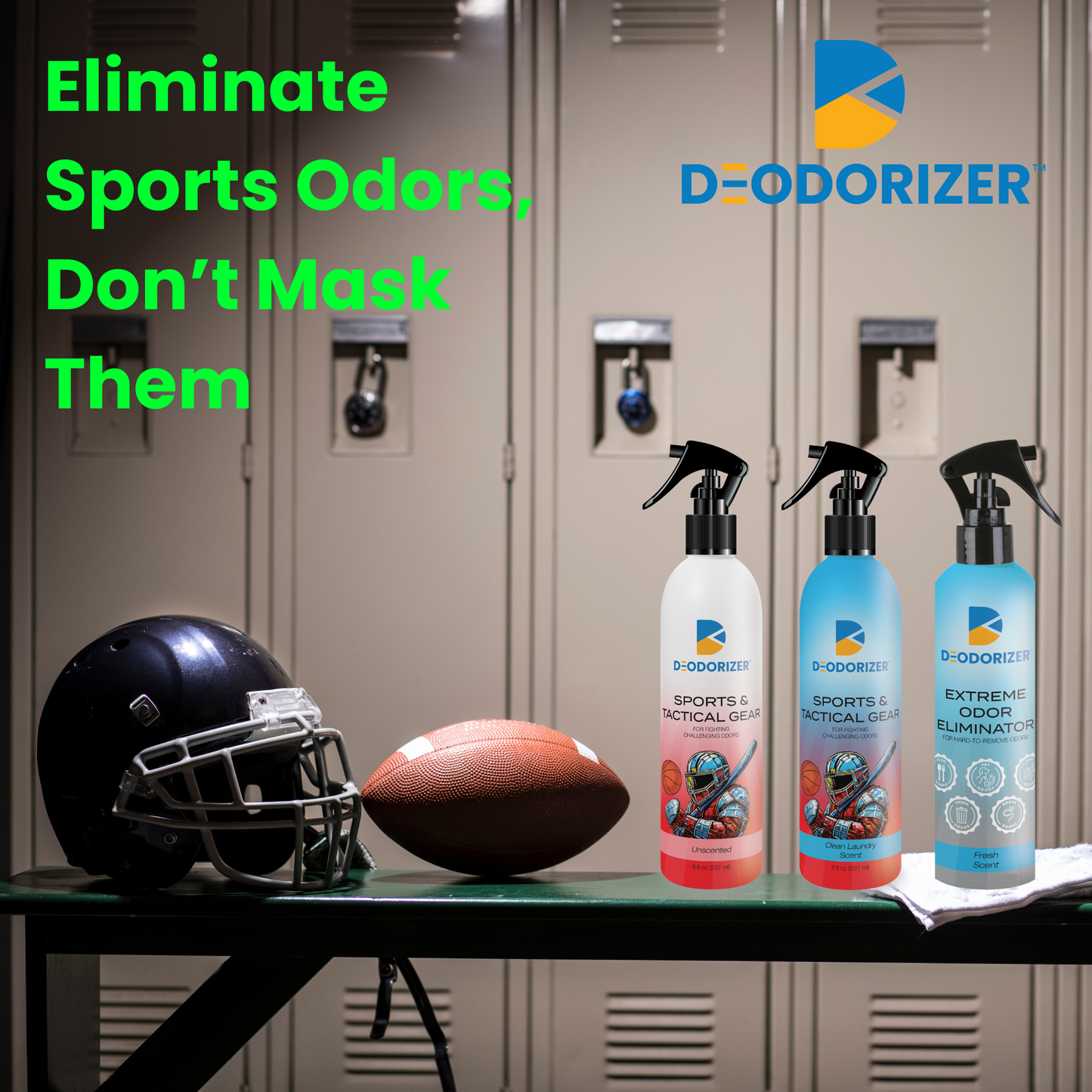 deodorize football helmet D-Odorizer - Extreme Sport Odor Eliminators 8oz/16oz