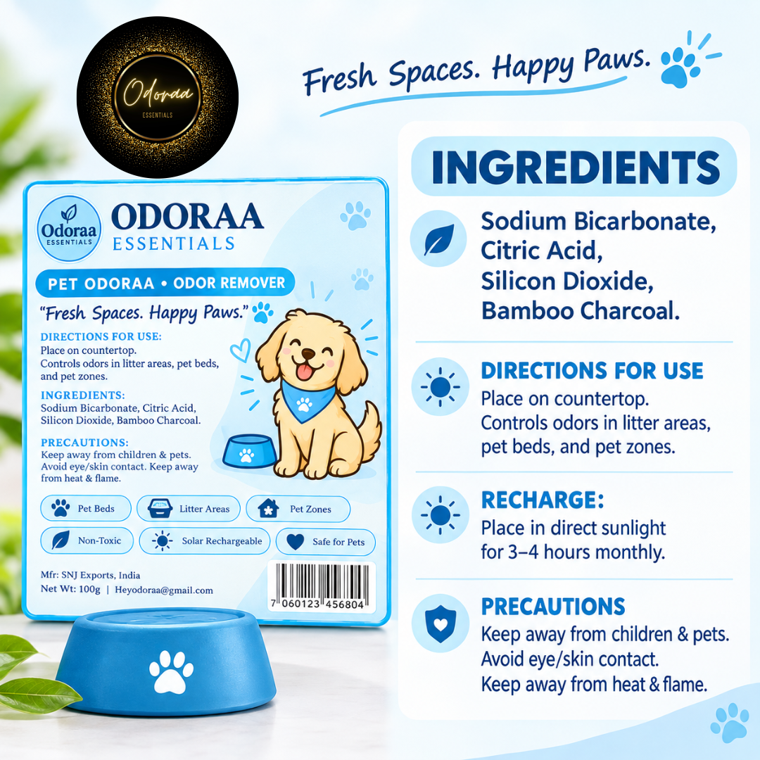 Odoraa -Pet Odoraa | Pet Odor Eliminator for Homes with Pets | Odor Absorber | Solar Rechargeable & Eco-Friendly | 3.5oz (Pack of 6))