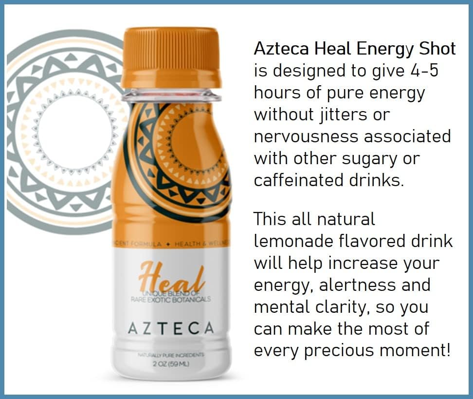 Azteca Botanicals Health Organic Energy Wellness Shots, Lemon, 6PK