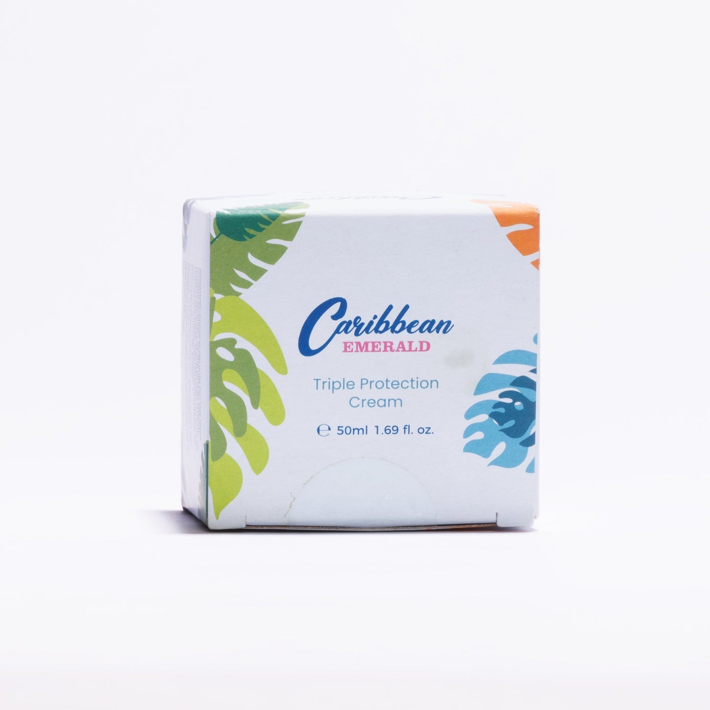 Daily use anti-aging cream with triple-action protection in tropical design packaging